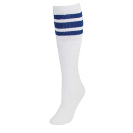 CTM Striped Top Ribbed Tube Socks (4 Pair Pack), Royal