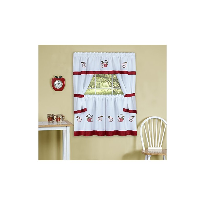 Achim Home Furnishings Gala Embellished Cottage Set with Tier Pair,