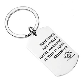 ARFUKA Keyring Engraved Sometimes You Forger You're Awesome So This Is Your Reminder Stainless Steel Car Key Ring Metal Birthday Christmas Gifts for Women and Men Silver, silver