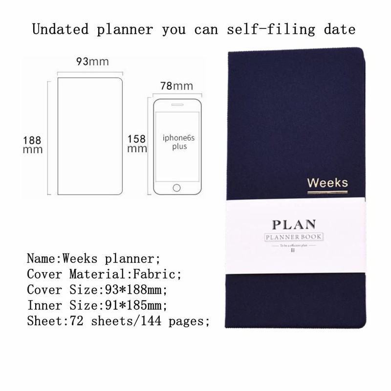 Undated Pocket Weekly Planner Schedule Organizer Agenda Year Month Week