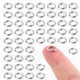 50pcs Small Split Rings, 8mm O Ring Connectors Stainless Steel Key Chain Rings Split Rings for Jewelry Making Metal Car Keys Craft Making