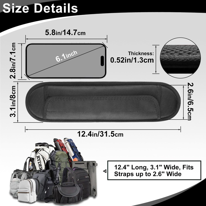 FIEIL 2 Pack Thick Shoulder Strap Pad, Universal Replacement, Detachable,