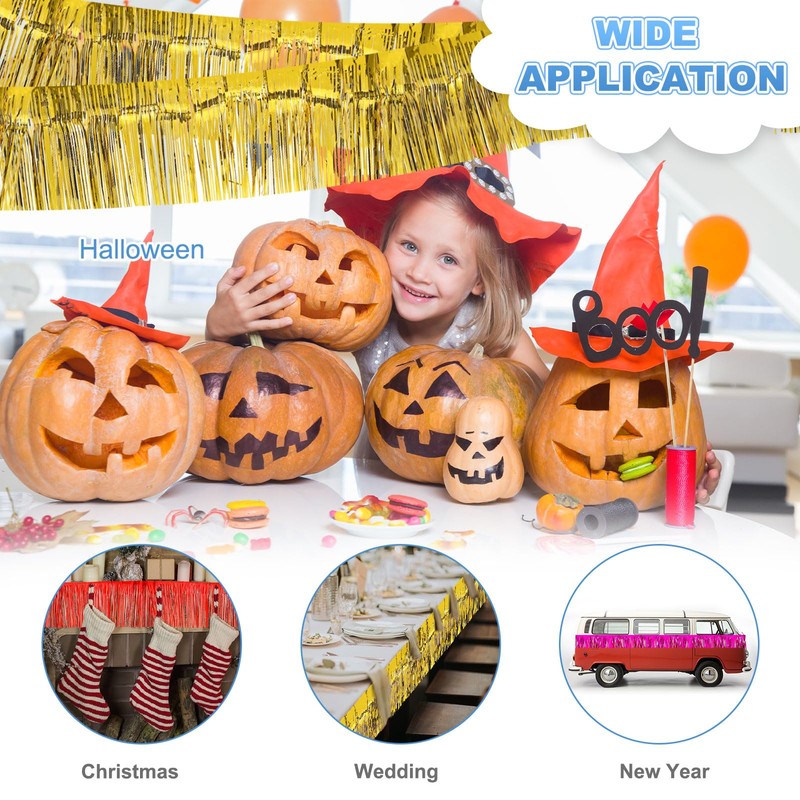 PATIKIL ホイルフリンジガーランド 10フィート 3パック メタリックティンセルストリーマー フリンジバナー 壁掛けカーテン背景 結婚式 誕生日 クリスマス