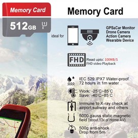 Memory Card 512GB Large Capacity Memory Carte High Speed Memory Cards 512 GB Waterproof TF Card for Dash Cam/Tablet/Storage Phone/Camera/PC