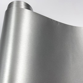 NewL Brushed stainless steel Metallic Vinyl Wrap Film Matte Chrome Car Wrapping Foil Sticker Sheet For Car Laptop Furniture (Silver, 30cm x 150cm)