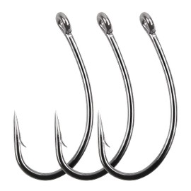 OROOTL Fishing Barb Carp Hooks - 100pcs High Carbon Steel Hook Circle Curve Shank Jigs Fishing Tackle Kit Sizes 2 4 6 8