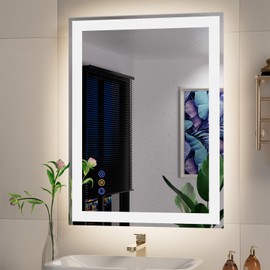 Callsky 24"x 32" LED Mirror for Bathroom, Front and Backlit Controlled Separately LED Wall Vanity Mirror, LED Vanity Mirror with Lights, Stepless Dimmable, Anti Fog, Tempered Glass, Memory (UL ETL)