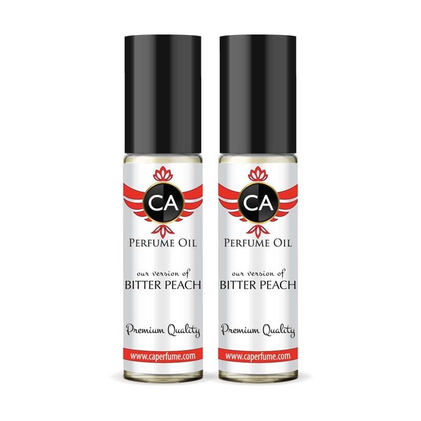 CA Perfume Impression of T. Ford Bitter Peach For Women & Men Replica Fragrance Body Oil Dupes Alcohol-Free Essential Aromatherapy Sample Travel Size Concentrated Long Lasting Roll-On 0.3 Fl Oz-X2