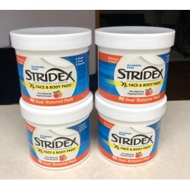 Stridex 4 Pack Stridex XL Acne Pads 90 Ct Face & Body, Salicylic Acid, Alcohol Free New