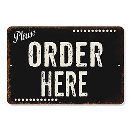 Please Order Here Sign Dark Restaurant Signs Rustic Wall Décor Counter Bar Grill Diner Pick Up Retro Kitchen Gift 12 x 18 Matte Finish Metal 112180061064