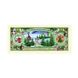 American Art Classics Pack of 100 - Holiday Cheer $25.00 Christmas Tree Collectible Novelty Money - Collectible Novelty St. Nick Dollar Bills - Fun Stocking Stuffer Gift