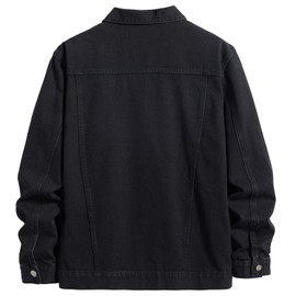 ESDVQ Men's Denim Jacket Vintage-Inspired Jean Jacket with Multiple Pockets - Cotton Blend, Machine Washable (US, Alpha, Large, Regular, Regular, New Black)