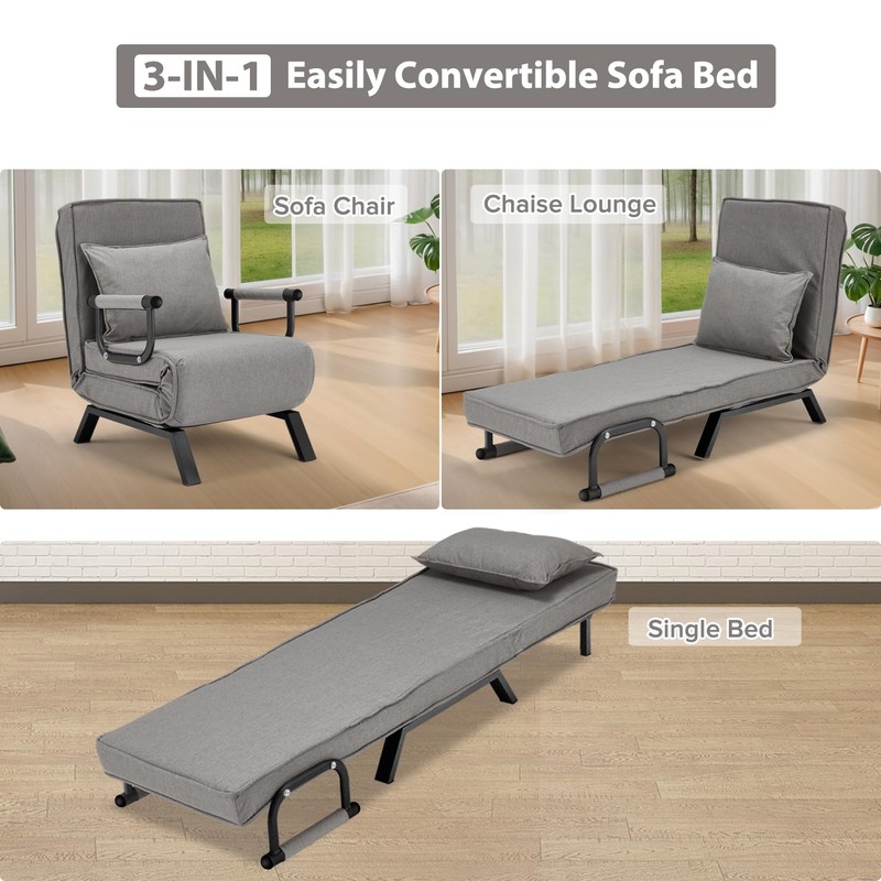 Convertible Sofa Bed Sleeper Chair,Single Person Chaise Lounge Couch with