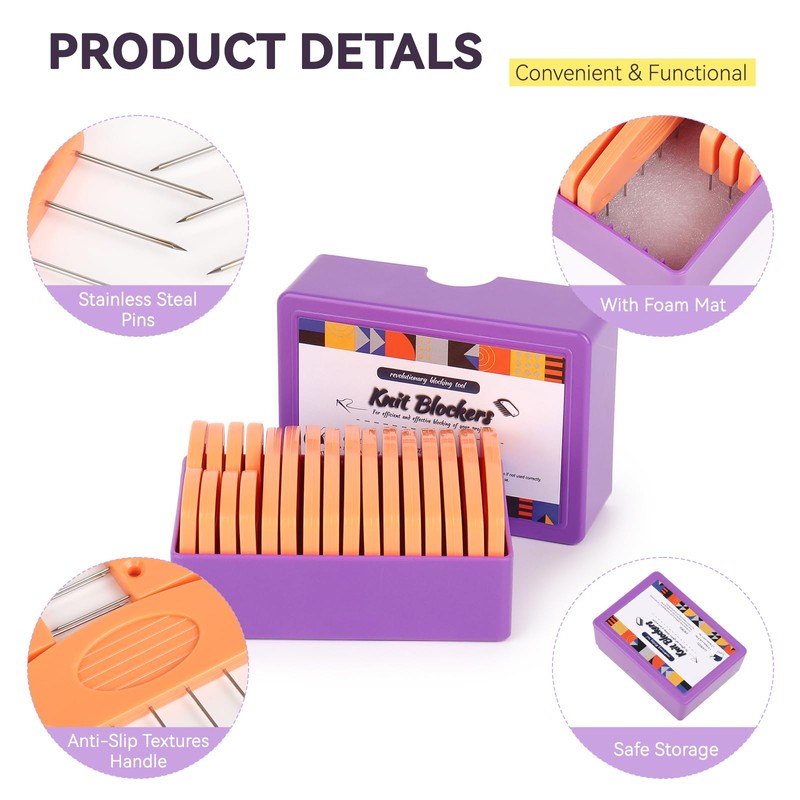 Reessy Blocking Pins, 20Pcs Blocking Pins for Knitting and Crochet