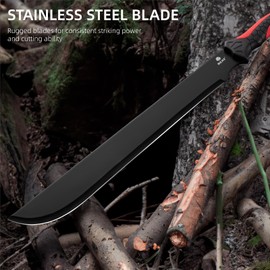 REAT Gardening Heavy Duty Machete,24" Full Tang Machete with Shaeth,Ergonomic No-Slip Handle,Machetes for Bushcraft, Outdoor Hunting, Garden Cutting Trees and Yard Work (Red)