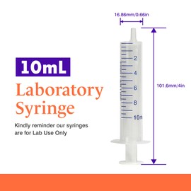 PEKYBIO 20 PCS 10 ml Plastic Syringe with Measurement, Slip Tip and No Rubber Plunger Small Syringe for for Scientific Lab, Refilling, Measuring Liquids, Oil or Glue Applicator