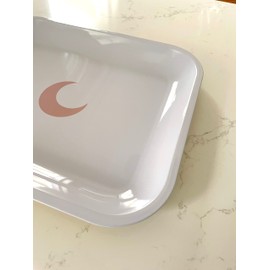 Brando Moon Large Metal Tray White - Lightweight Curved Edges and Smooth Surface - 13 x 10.5 inches