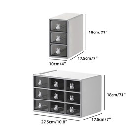 AIMALL Cartoon Rabbit Transparent Desktop Storage Box, Small Plastic Drawer Organizer, Multi-Compartment Desk Box for Stationery Storage