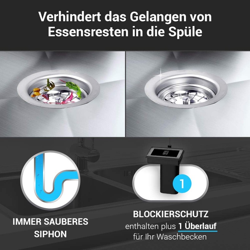 VIOKS Sink Drain Fitting with Strainer Basket Valve 114 mm