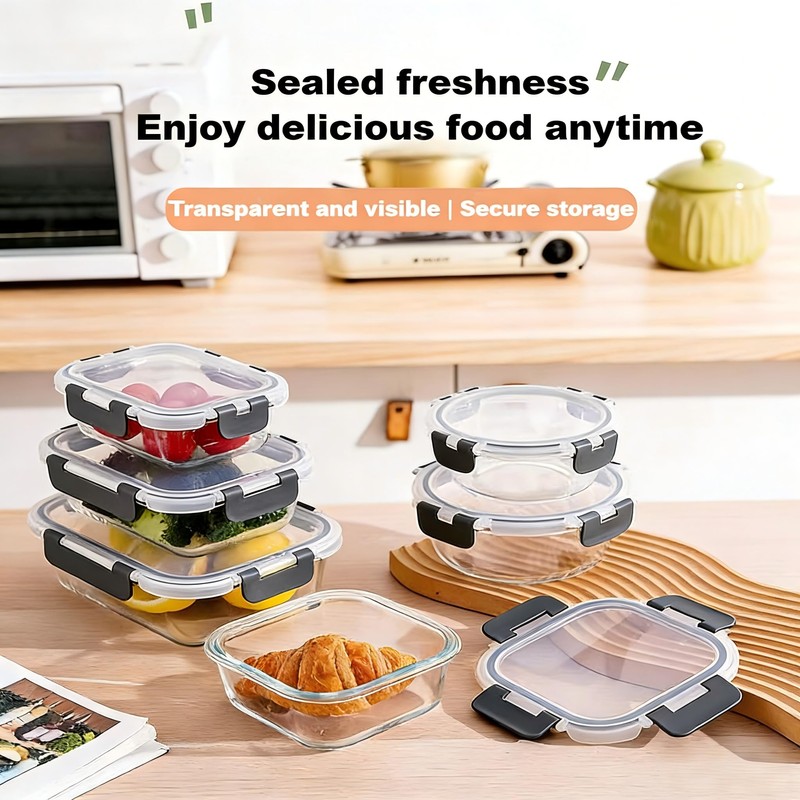 MSPOQMRSF 12 Piece galss Containers with Lids, Food Storage Containers,