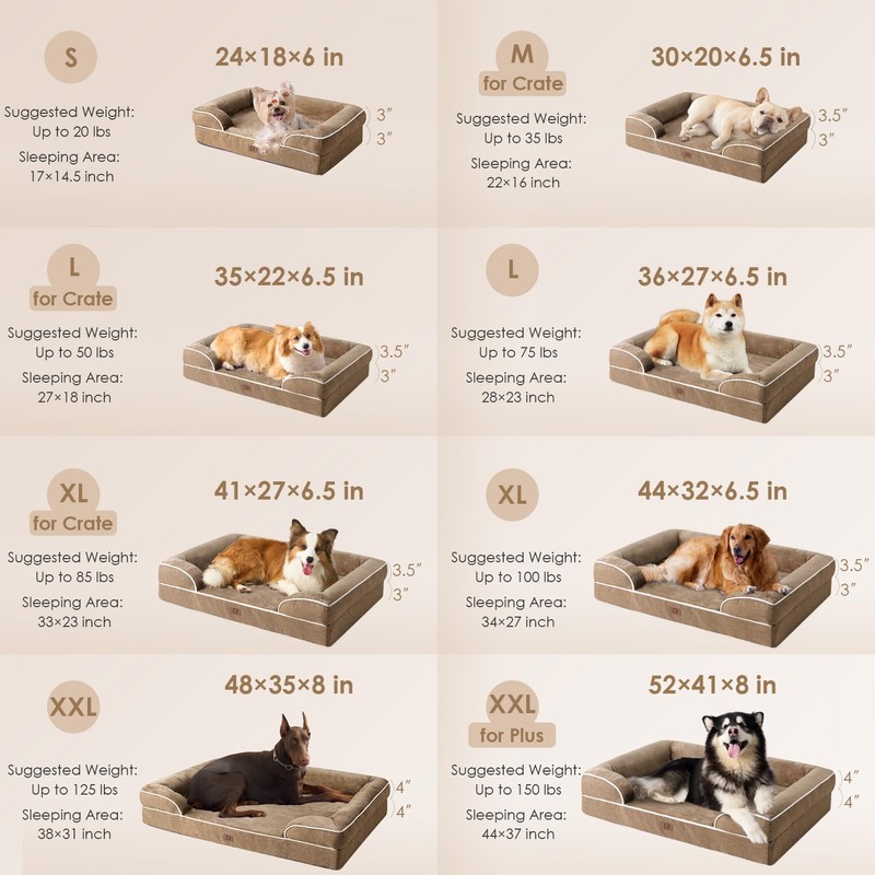 EHEYCIGA EHEYCIGA Orthopedic Dog Beds for Large Dogs, Waterproof Memory