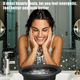 Silicone Face Bowl for Ice with Built-In Icetray, Collapsible Face Tub for Ice Bath, Facial Ice Plunge Bowl, Ice Water Facials at Home