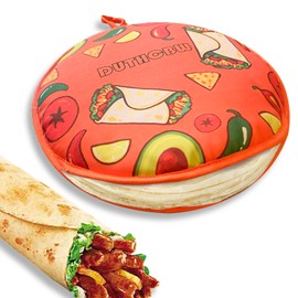 Duthcbw Large Premium Tortilla Warmer, Microwavable & Classic, Insulated Fabric Pouch Keeps Tacos, Naan, Pizza & Flour Tortillas Cozily Warm for 1 Hour, Outlasting & Ideal for Family Feasts, Orange