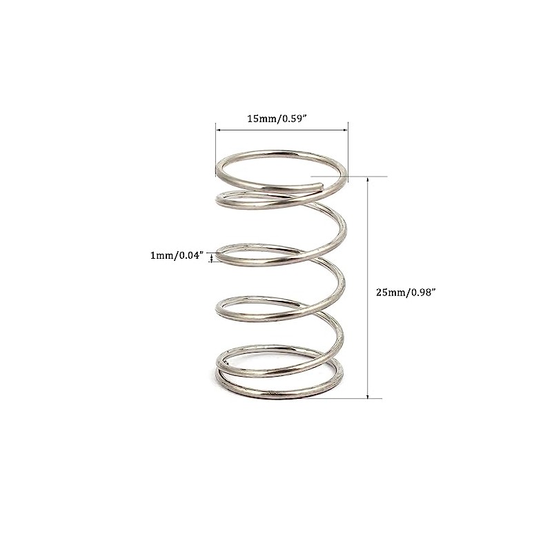 TOP-VIGOR 10Pcs Compression Spring, 15mm OD,1mm Wire Size,25mm Free Length