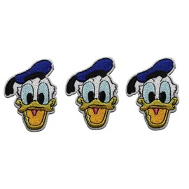 Donald Duck Head Shot 2 3/4" Tall Embroidered Set of 3 Patches