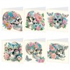 6-Pack Flower Skulls Diamond Painting Greeting Card Kits, Special Shaped