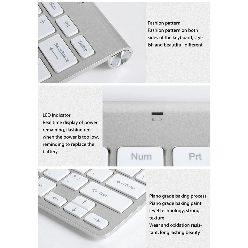 Smart Wireless Keyboard Mouse Kit Silent LED Indicator Waterproof Power