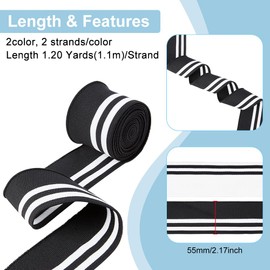 BENECREAT 4 Strands 43.3x2 inch Rib Cuff Stretch Stripes Knitted Fabric with Strip Pattern for DIY Sewing Cuffs for Waistband Neckband Leg Arms Sportswear Cuffs Extension