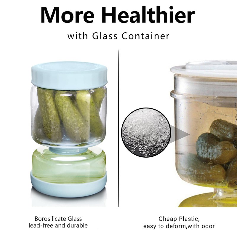 WhiteRhino Glass Pickle Jar with Strainer Flip,34oz Pickle Container,Hourglass Pickle