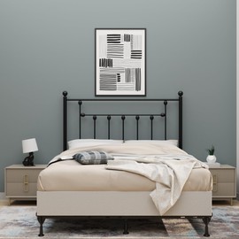 Golden Gate Beds Victorian Queen Size - Adjustable Bed Frame Headboards, Wrought Iron Farmhouse Design, Platform Bed Frame with Adjustable Headboard for Tall or Low Beds, Black