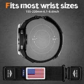 22mm Quick Release Watch Band Compatible with Garmin Venu 3 Bands/Vivoactive 4/ Venu 2, Flexible Nylon Sport Hook&Loop Clasp Wristband Strap for Forerunner 265/255/255 Music, Watch Men