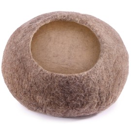 Felt Cat Cave Cat House Brown Cuddly Cave for Cats Lovingly Handmade Cat House Made of 100% Natural Sheep's Wool