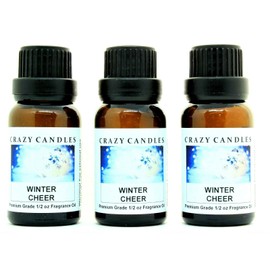 Winter Cheer (Made in USA) 3 Bottles 1/2 Fl Oz Each (15ml) Premium Grade Scented Fragrance Oil (Orange, Cinnamon Leaf, Clove, Cranberry & Baked Vanilla Aroma)