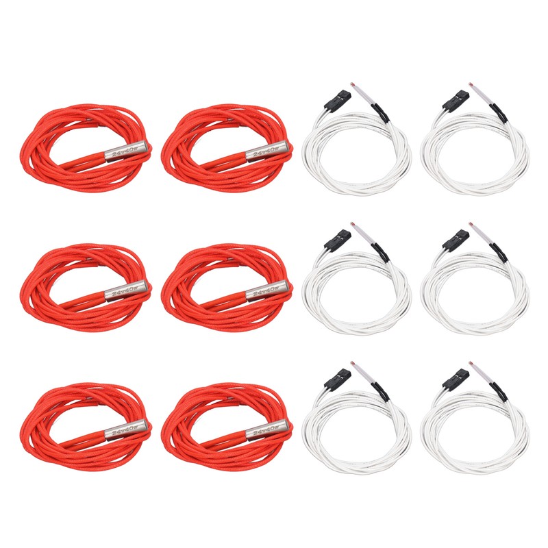 6Pcs Thermistor Wires with Terminal 6Pcs Heating Rods 3D Printer