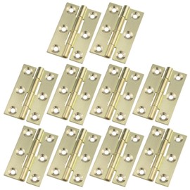 Semetall Shiny Gold Door Hinge 10 Pack 1.5 Inch Solid Brass Butt Hinges Heavy Duty Cabinet Door Hinges with Screws for Door Furniture Cupboard Box Case(37mmx24mm)