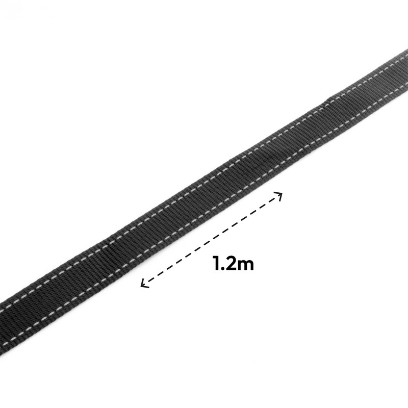 KCT Reflective Dog Lead 1.2m 4ft Black Nylon Strong Leash