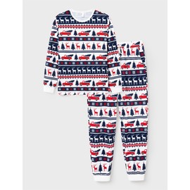 PATPAT Christmas Pajama Set for Family - Matching Holiday Sleepwear Perfect for Family Photos, Christmas Morning, and Holiday Parties, Red and Navy, Men, Large