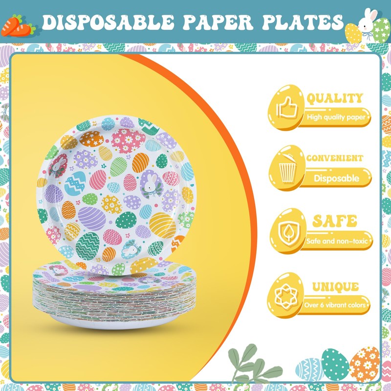 BFB Easter Paper Plates 23cm, Pack of 50 Dinner Plates