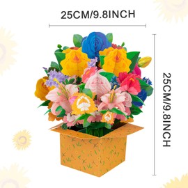 scicent Birthday Card Man Happy Mothers Day Card 3D Bouquet Cards Pop-Up Flower Card Ejected Greeting Card for Birthday Mother's Day Valentine's Day Flowers Folding Card with Envelope - 31612