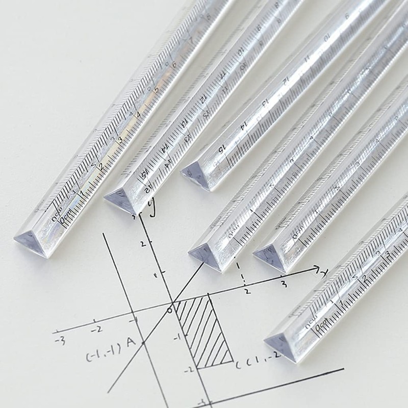 Yisawroy Triangle Ruler Transparent Triangular Prism Ruler Architect Scale Ruler