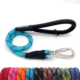 ZALER Short Dog Leash, 26 Inches Rope Traffic Leashes for Dogs, Reflective Dog Lead with O-Ring, Heavy Duty Leash for Large and Medium Dogs (26'' Blue)
