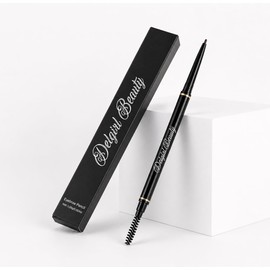 Waterproof Micro Fine Eyebrow Pencil – Vegan Ultra Slim Brow Pencil with Precision Tip & Spoolie Brush, Natural Hair-Like Strokes, Long Lasting Brow Definer (Dark Brown)