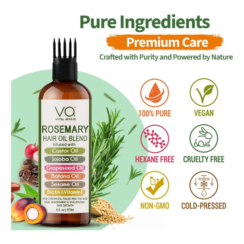 Mezcla Aceites De Romero Puro Vitamina E Y Biotina 177ml