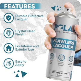 Polar Clear Satin Flawless Lacquer Spray - 2 x 13.5 Fl Oz - Clear Coat Spray Paint - Non-Yellowing & Scratch Resistant - Interior & Exterior Surfaces for Wood, Metal, Plastics, Glass & Ceramics