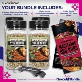 Blackstone Steakhouse Seasoning – Gourmet Griddle Premium Barbecue Rub 4 Pk (29.2 oz) + BBQ Masters & Opener (6 Items)!