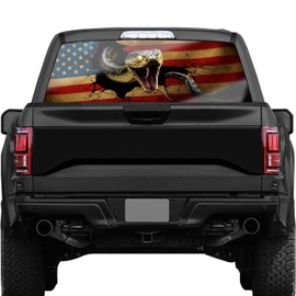 NPVU American Flag Truck Rear Window Decals - Snake Perforated Vinyl See-Through Stickers, Gifts for Men, Dad, Boyfriend, Truck Owners, Easy to Install, UV Resistant, Large 65x17IN